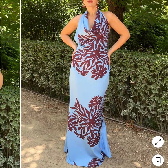 Lady Pipa Sienna Blue and Brown Floral Dress - Picture 4 of 7